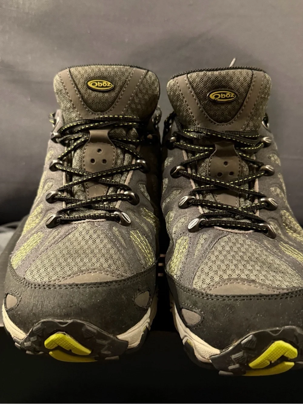 Oboz Men's Gray and Yellow Waterproof Trail Boots